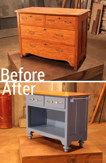 Dresser repurposed into kitchen island - DIYscoop.com