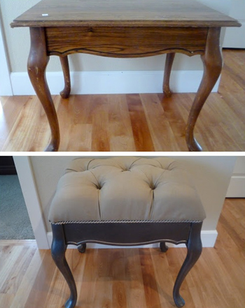 old table made into an ottoman - DIYscoop.com