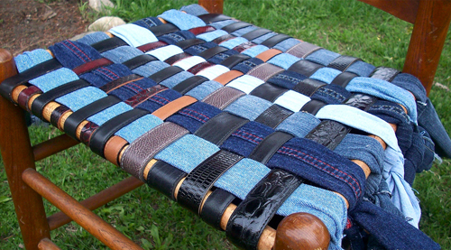 seat with belts and denim- DIYscoop.com