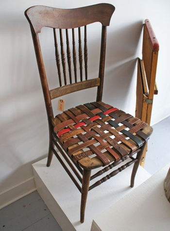 wood chair with belted seat- DIYscoop.com