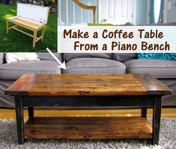 make a coffee table from a piano bench- DIYscoop.com